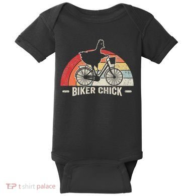 Biker Chick Funny Chicken Bicycle Art Baby Bodysuit
