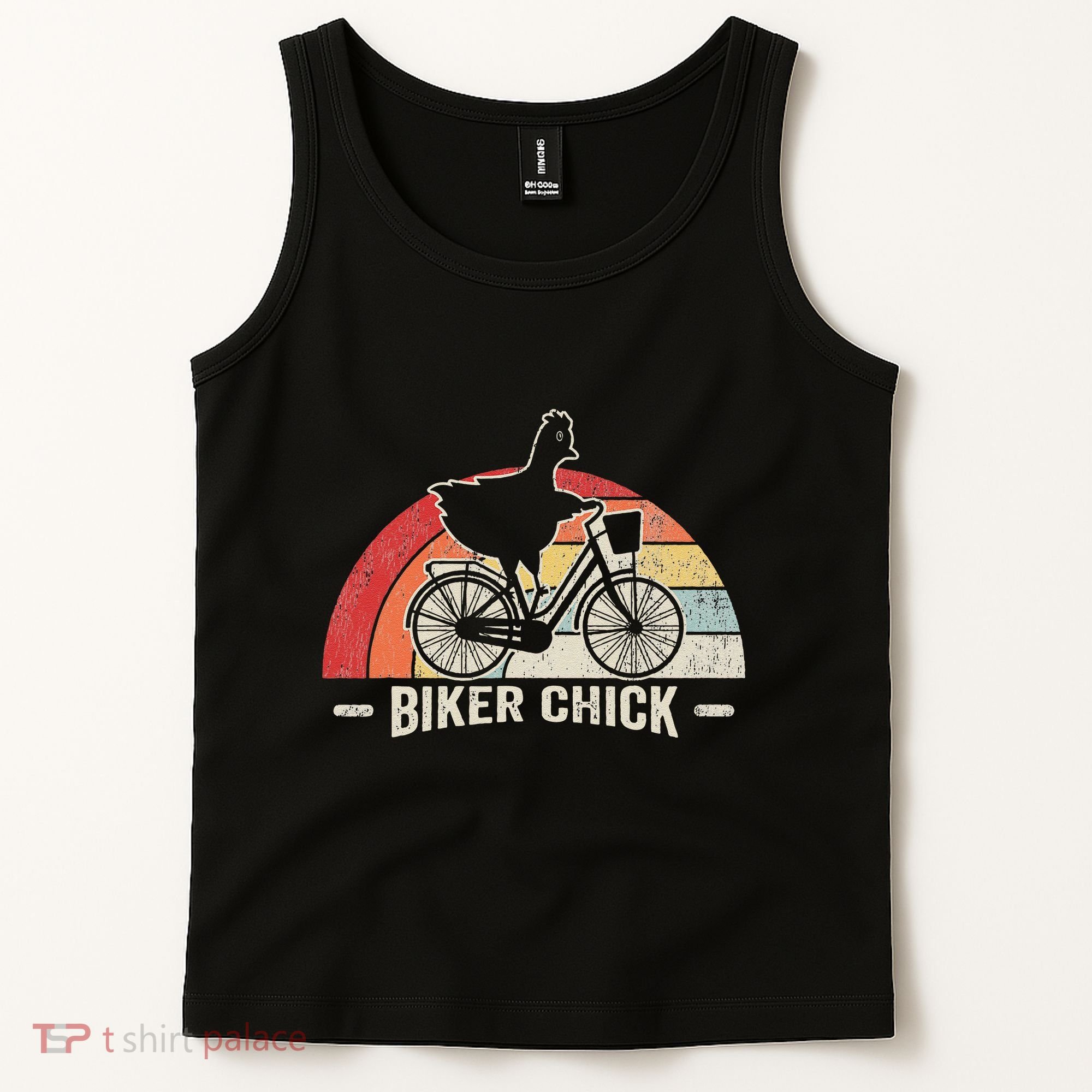 Biker Chick Funny Chicken Bicycle Art Tank Top