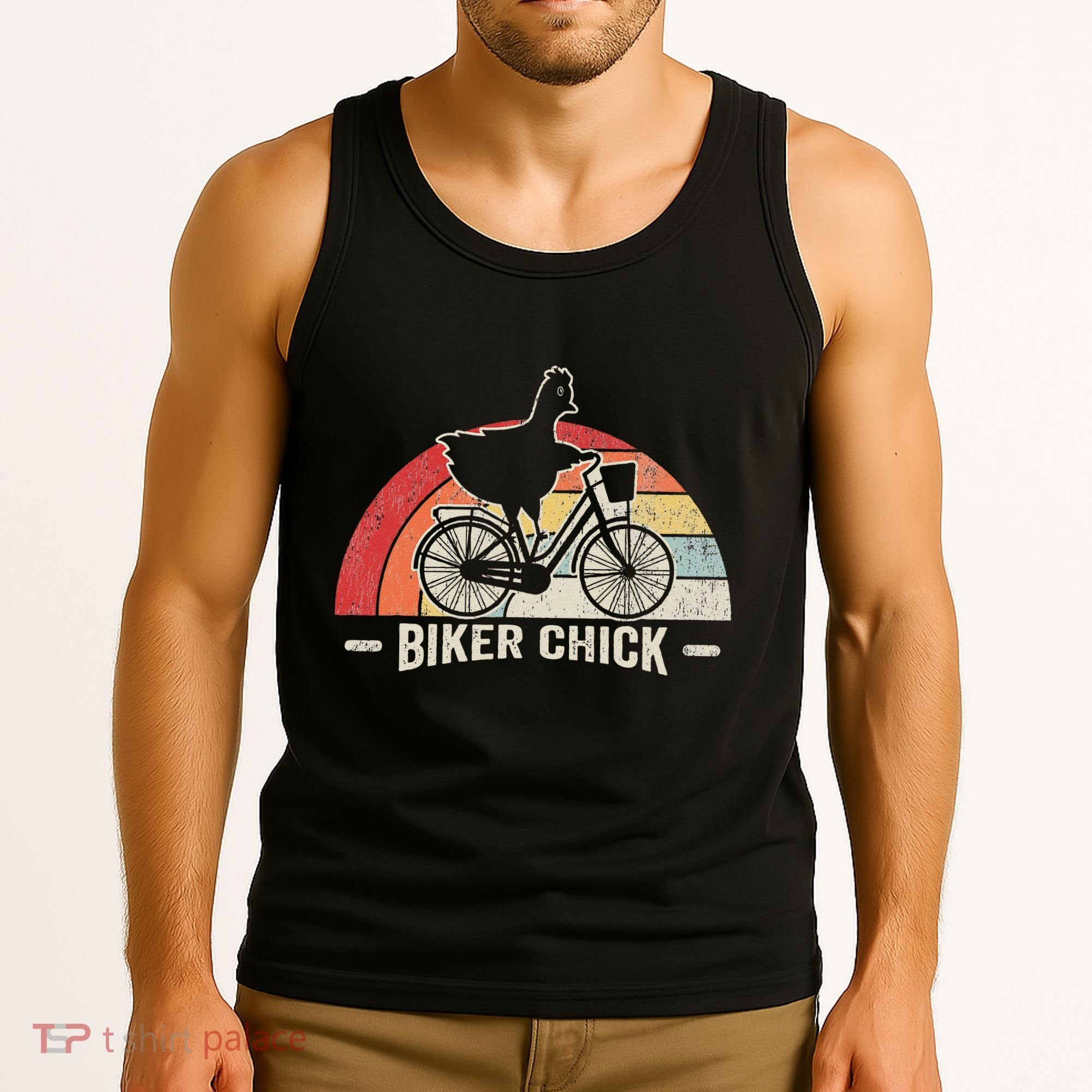 Biker Chick Funny Chicken Bicycle Art Tank Top
