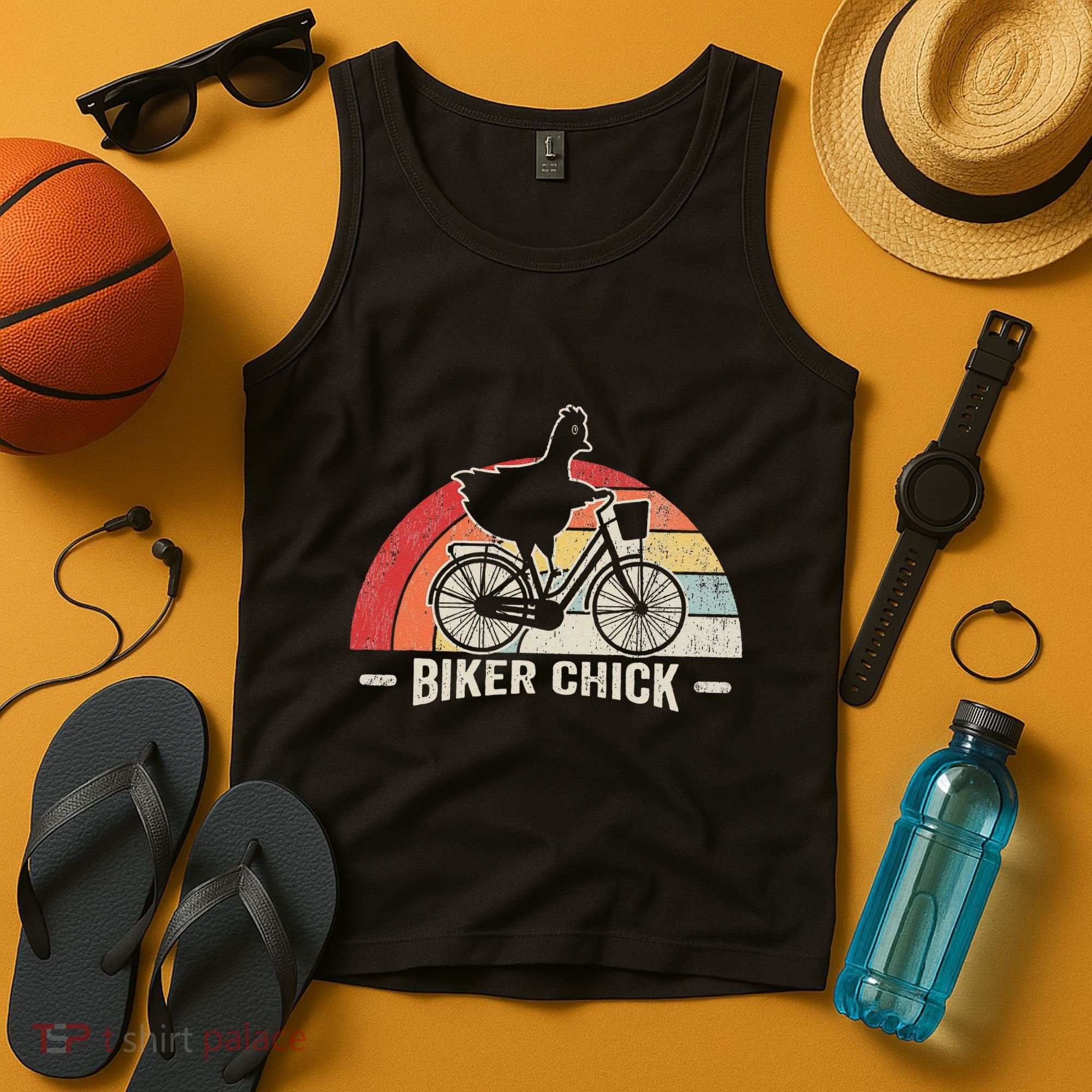 Biker Chick Funny Chicken Bicycle Art Tank Top
