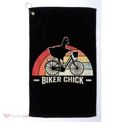 Biker Chick Funny Chicken Bicycle Art Golf Towel