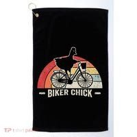 Biker Chick Funny Chicken Bicycle Art Golf Towel thumb 0