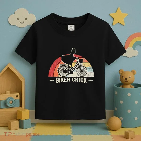 Biker Chick Funny Chicken Bicycle Art Toddler T-Shirt