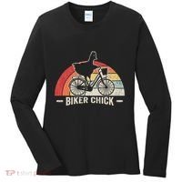 Biker Chick Funny Chicken Bicycle Art Women's Long Sleeve Shirt thumb 0