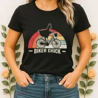 Biker Chick Funny Chicken Bicycle Art Women's T-Shirt thumb 2