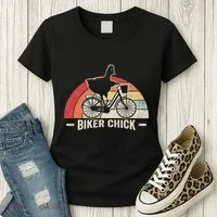Biker Chick Funny Chicken Bicycle Art Women's T-Shirt thumb 3
