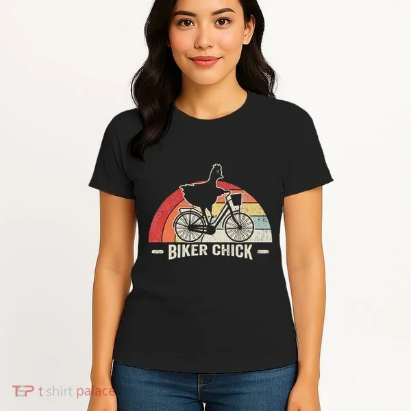 Biker Chick Funny Chicken Bicycle Art Women's T-Shirt