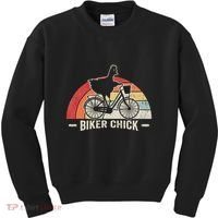 Biker Chick Funny Chicken Bicycle Art Kids Sweatshirt thumb 0