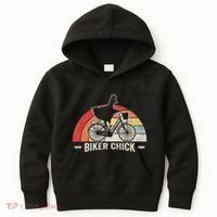 Biker Chick Funny Chicken Bicycle Art Kids Hoodie thumb 0