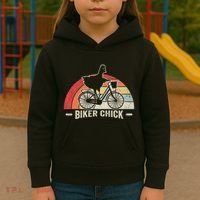Biker Chick Funny Chicken Bicycle Art Kids Hoodie thumb 3