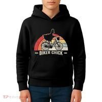 Biker Chick Funny Chicken Bicycle Art Kids Hoodie thumb 4