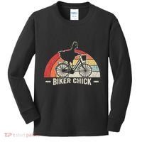 Biker Chick Funny Chicken Bicycle Art Kids Long Sleeve Shirt thumb 0