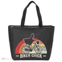 Biker Chick Funny Chicken Bicycle Art Tote Bag thumb 0