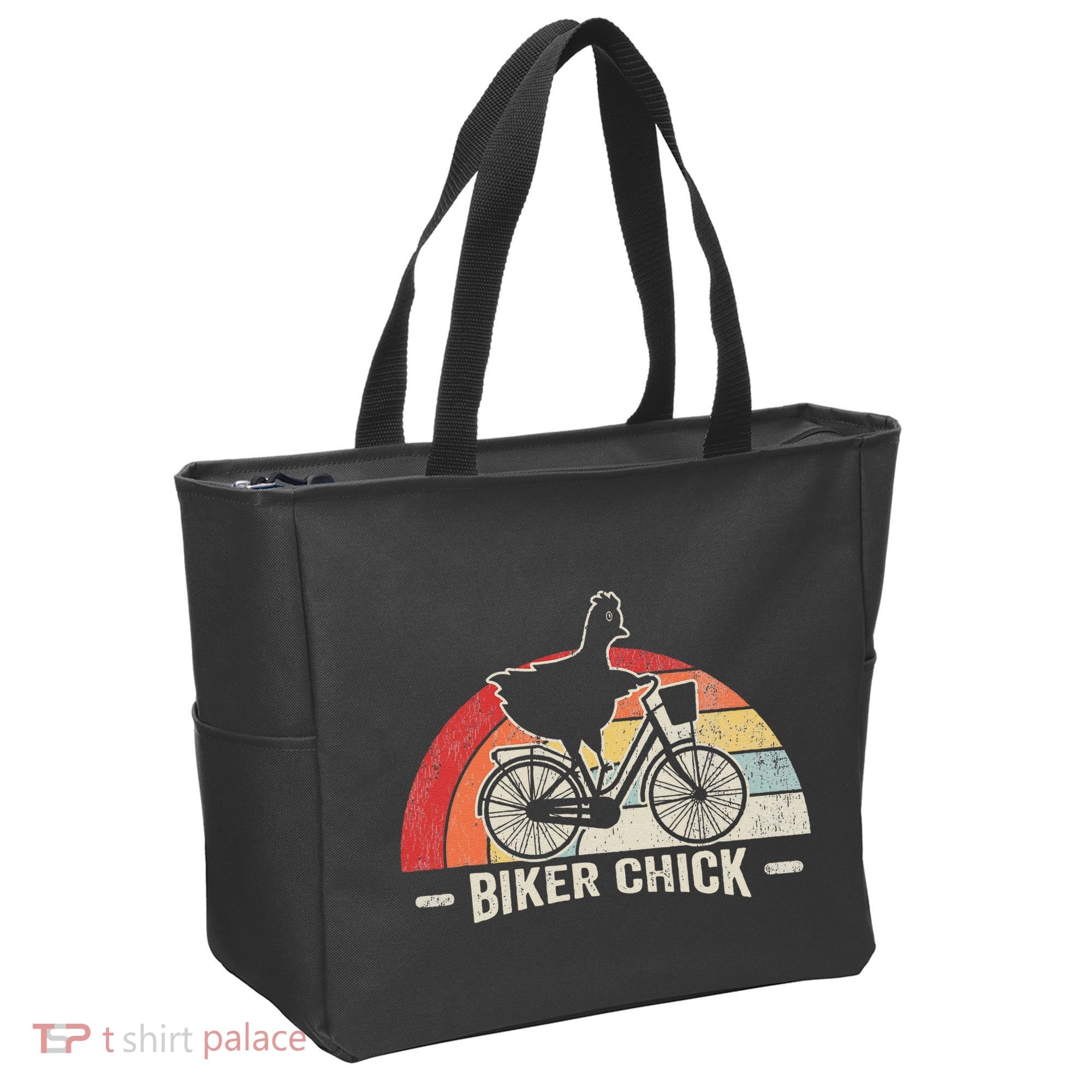Biker Chick Funny Chicken Bicycle Art Tote Bag