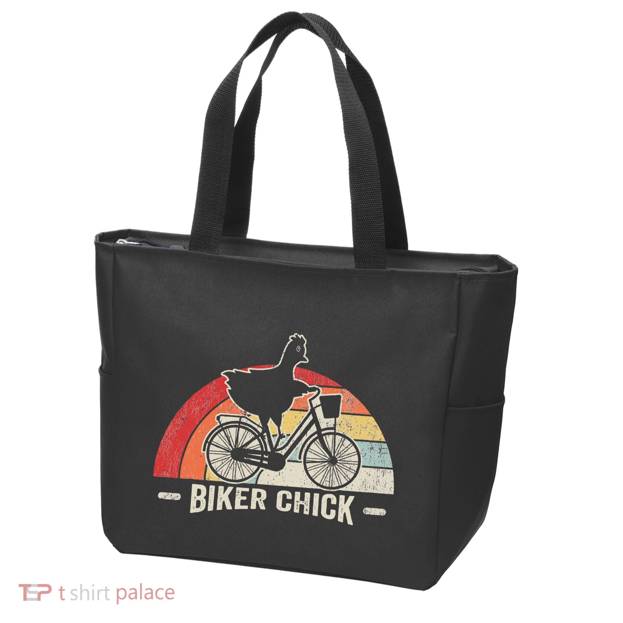 Biker Chick Funny Chicken Bicycle Art Tote Bag