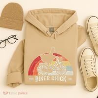 Biker Chick Funny Chicken Bicycle Art Hoodie thumb 4