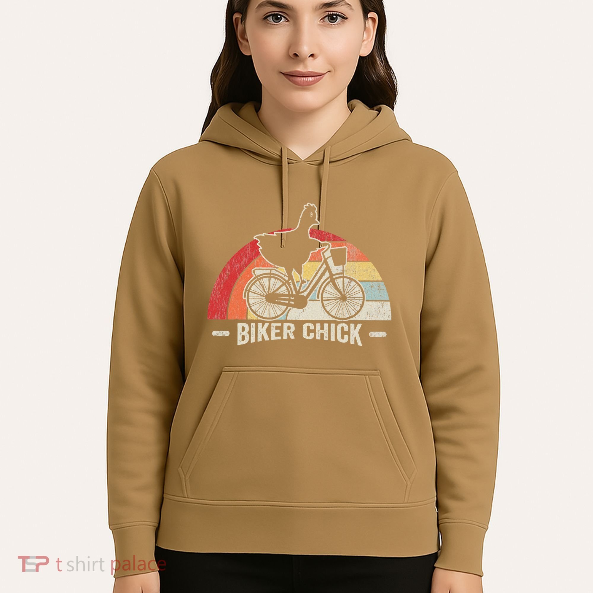 Biker Chick Funny Chicken Bicycle Art Hoodie
