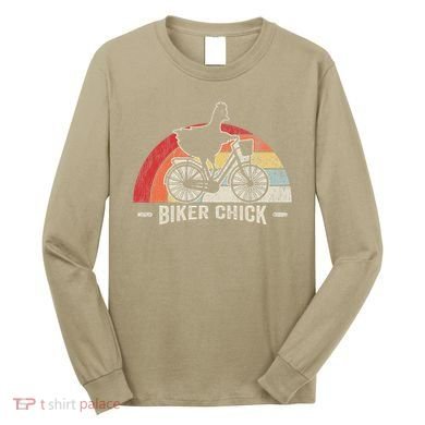 Biker Chick Funny Chicken Bicycle Art Long Sleeve Shirt