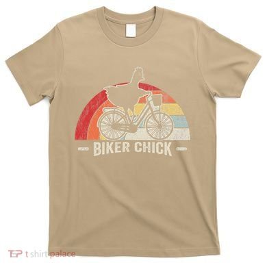 Biker Chick Funny Chicken Bicycle Art T-Shirt