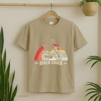 Biker Chick Funny Chicken Bicycle Art T-Shirt thumb 2