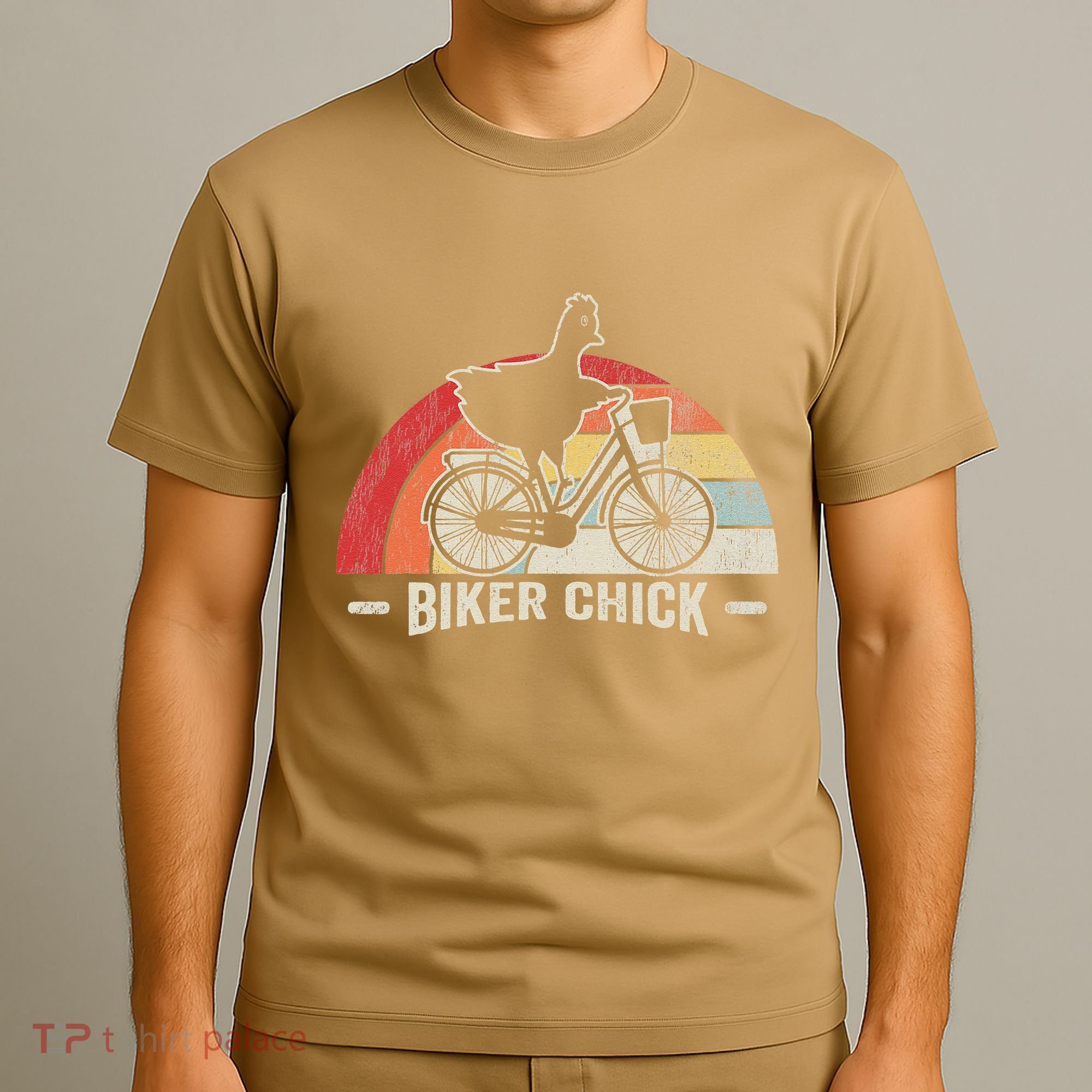 Biker Chick Funny Chicken Bicycle Art T-Shirt
