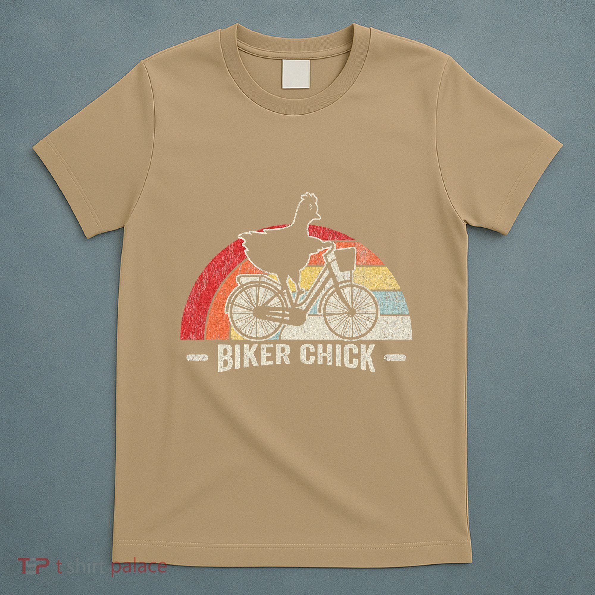 Biker Chick Funny Chicken Bicycle Art T-Shirt