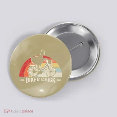 Biker Chick Funny Chicken Bicycle Art Button