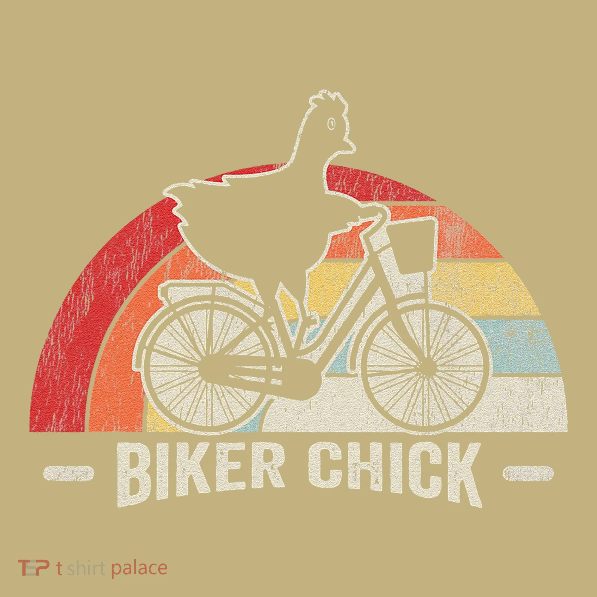 Biker Chick Funny Chicken Bicycle Art Button