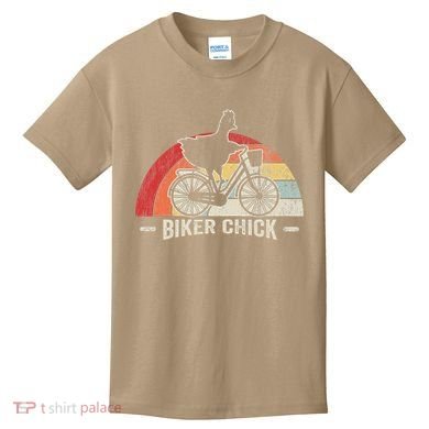 Biker Chick Funny Chicken Bicycle Art Kids T-Shirt