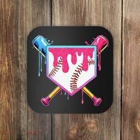 Baseball Cute For Ice Cream Cute Baseball Gift Coaster thumb 0