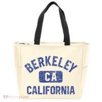 Berkeley California Gym Style Yellow W Distress Blue Print Tote Bag thumb 0