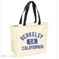 Berkeley California Gym Style Yellow W Distress Blue Print Tote Bag thumb 2