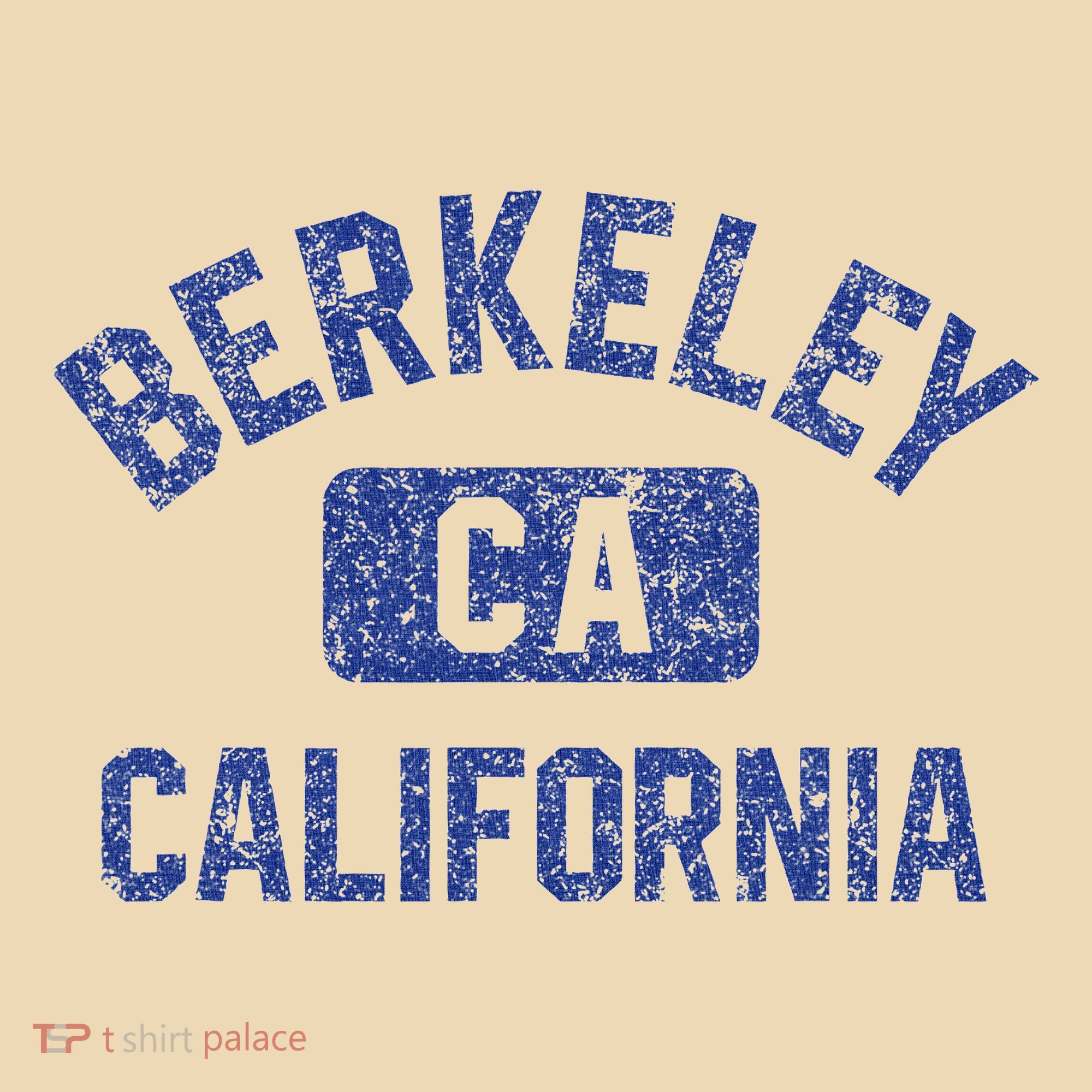 Berkeley California Gym Style Yellow W Distress Blue Print Tote Bag