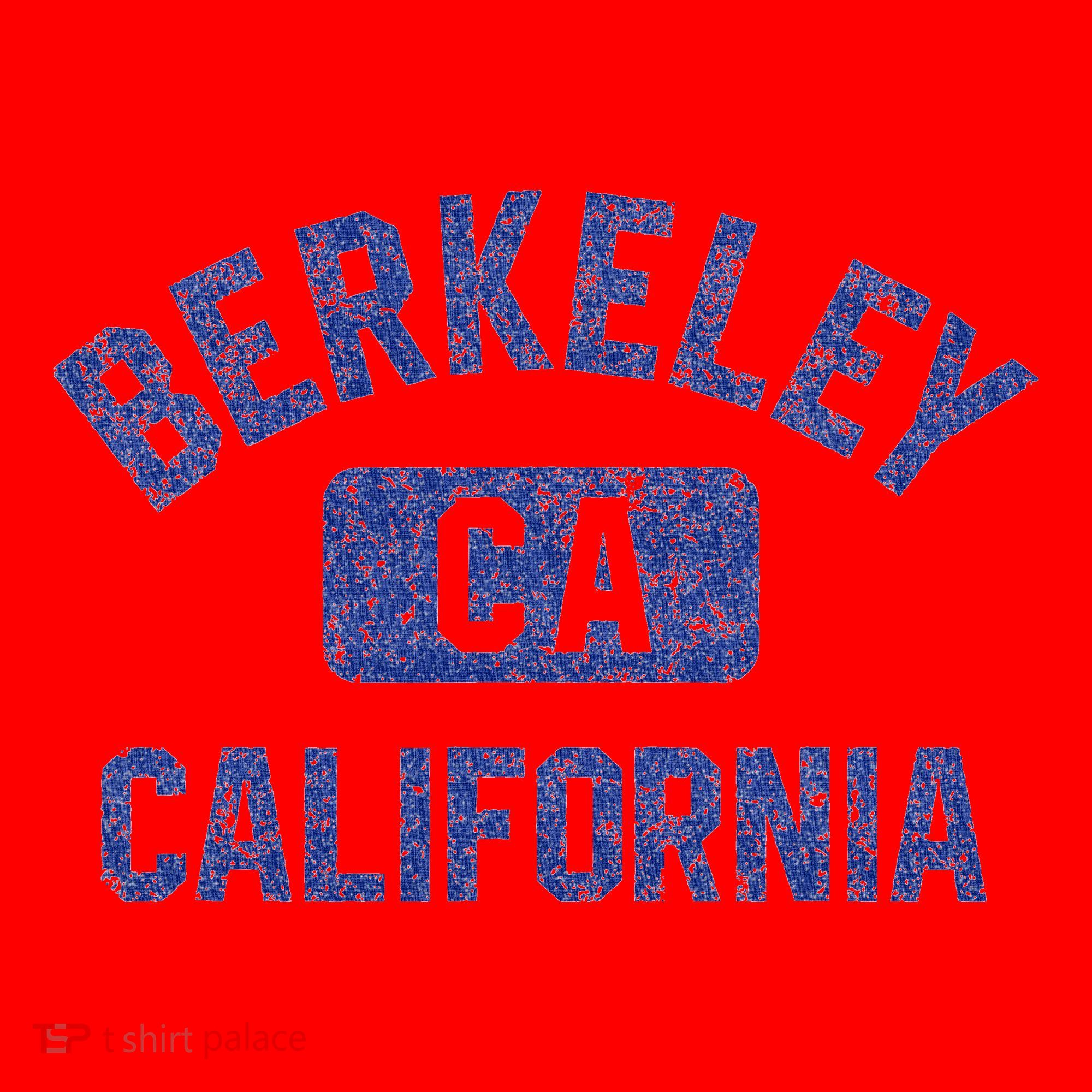 Berkeley California Gym Style Yellow W Distress Blue Print Santa Hat