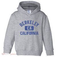 Berkeley California Gym Style Yellow W Distress Blue Print Toddler Hoodie thumb 0