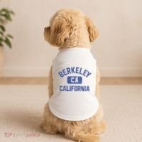 Berkeley California Gym Style Yellow W Distress Blue Print Doggie Tank thumb 2