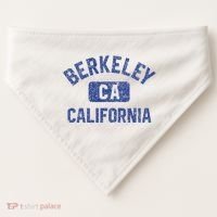 Berkeley California Gym Style Yellow W Distress Blue Print USA-Made Doggie Bandana thumb 0