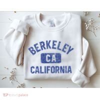 Berkeley California Gym Style Yellow W Distress Blue Print Sweatshirt thumb 2