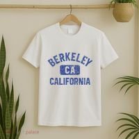Berkeley California Gym Style Yellow W Distress Blue Print T-Shirt thumb 2
