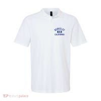 Berkeley California Gym Style Yellow W Distress Blue Print Polo thumb 0