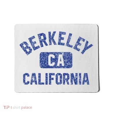 Berkeley California Gym Style Yellow W Distress Blue Print Mousepad