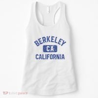 Berkeley California Gym Style Yellow W Distress Blue Print Women's Tank Top thumb 0