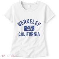 Berkeley California Gym Style Yellow W Distress Blue Print Women's T-Shirt thumb 0
