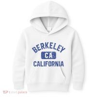 Berkeley California Gym Style Yellow W Distress Blue Print Kids Hoodie thumb 0