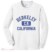 Berkeley California Gym Style Yellow W Distress Blue Print Kids Long Sleeve Shirt thumb 0