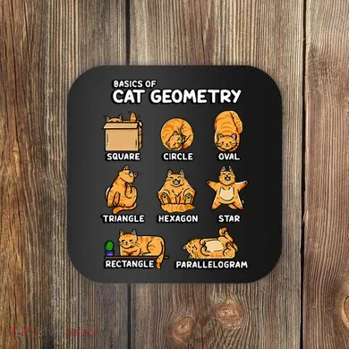 Basic Cat Geometry Cute Cat Cat Lover Cat Owner math school Coaster