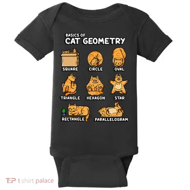 Basic Cat Geometry Cute Cat Cat Lover Cat Owner math school Baby Bodysuit