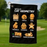 Basic Cat Geometry Cute Cat Cat Lover Cat Owner math school Golf Towel thumb 1