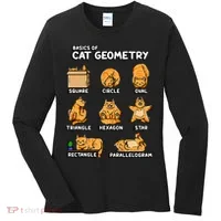 Basic Cat Geometry Cute Cat Cat Lover Cat Owner math school Women's Long Sleeve Shirt thumb 0
