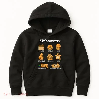 Basic Cat Geometry Cute Cat Cat Lover Cat Owner math school Kids Hoodie